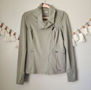 5.11 Tactical Overlay Thumb Holes Zip Up Active Wear Jacket Green Sweat Wicking